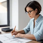Home 13 홈디자인 관련 자격증 종류 - **Image Prompt 1: Interior Architecture Professional at Work**
A focused young female interior a...