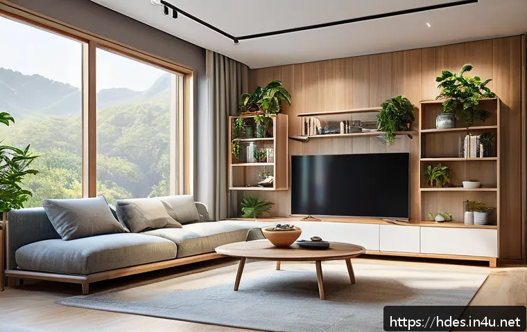 홈디자인 업계에서의 경쟁력 키우기 - A modern personalized living room interior designed for a young professional, featuring modular furn...