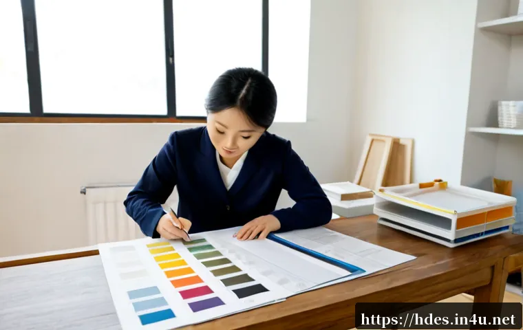 홈디자인 업계 실무 경험 쌓는 법 - Photorealistic interior design intern working beside an experienced mentor in a bright residential d...